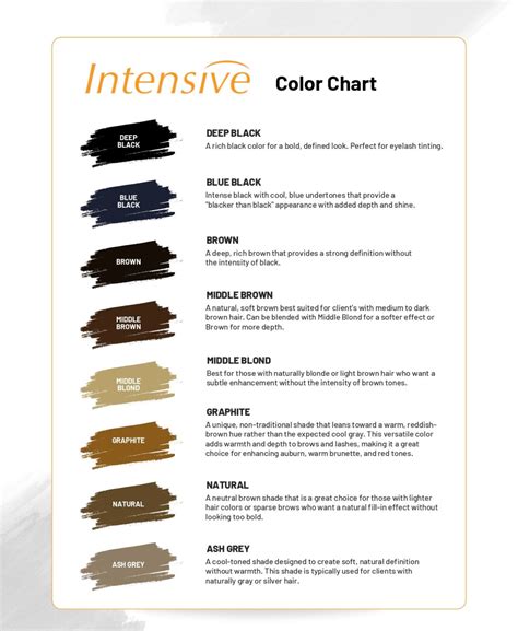 Intensive Brow Tint Color Chart Explained