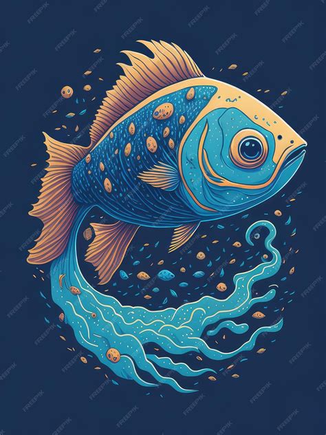 Premium Photo | A fish with a blue background and a blue background.