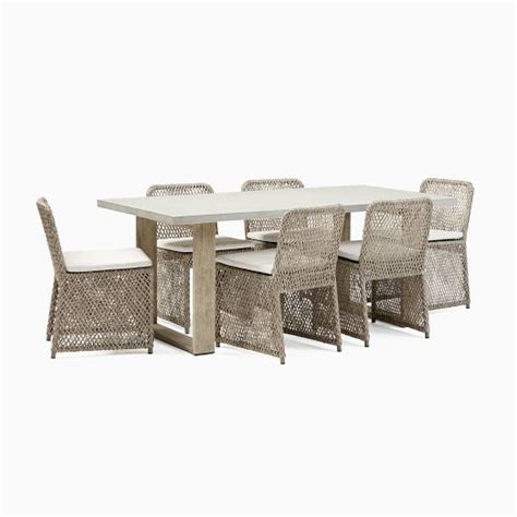 Portside Concrete Outdoor Dining Table 72 Coastal Dining Chairs