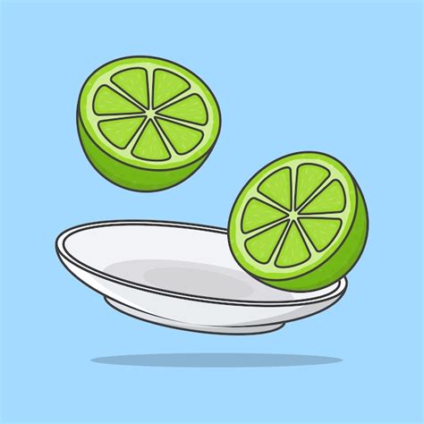 Morceaux De Citron Vert Sur Une Plaque Illustration Vectorielle De