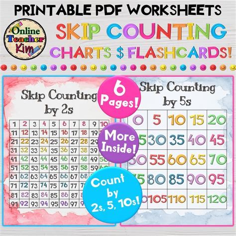 Skip Counting Posters Charts Worksheets And Flashcards Count By 2s 5s And 10s Skip Counting