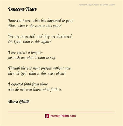 Innocent Heart Poem By Mirza Ghalib