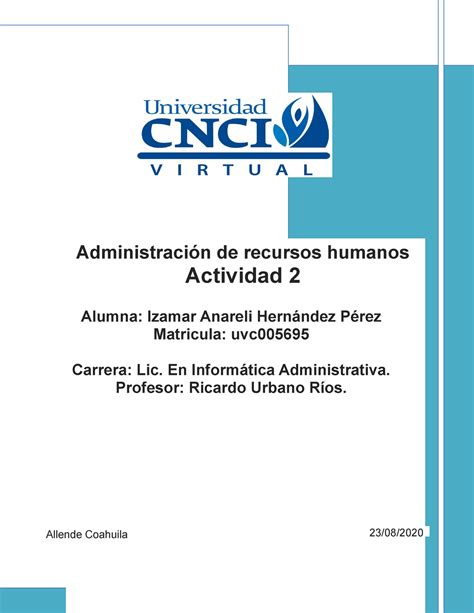 Actividad 2 Administracion De Recursos Humanos Administración De