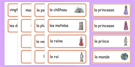 Cartes De Vocabulaire La Princesse Et Le Petit Pois