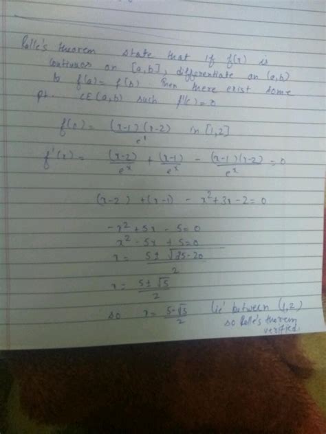 State Rolles Theorem And Verify The Theorem The F X Frac X