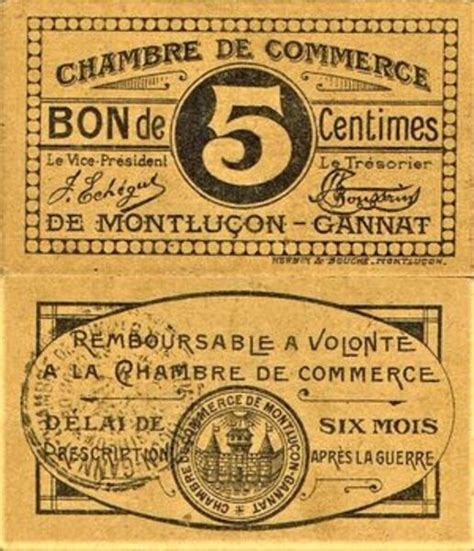 Centimes Chambre De Commerce De Montlu On Gannat Comunas