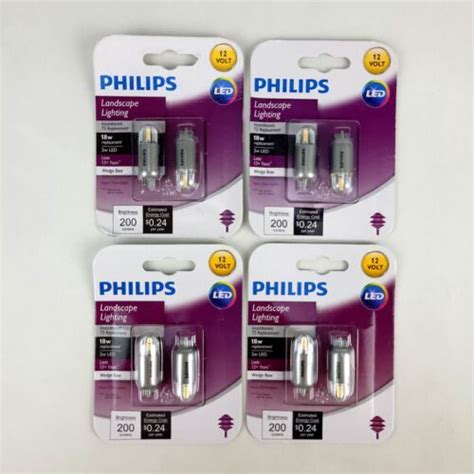 Lot Of 4 2 Pack Philips 2w18w T5 Wedge Base 12v Led Landscape Light