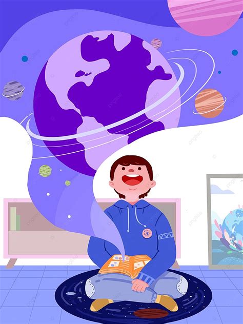 World Earth Day Theme Illustration Earth Day Boy Polular Science