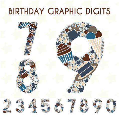 Birthday Numbers Digital Clip Art. Birthday Sublimation Digits Clipart. Colorful Bday PNG ...