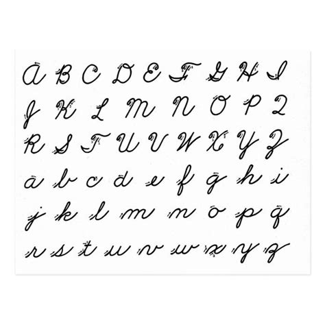 cursive handwriting chart postcard | Zazzle.com | Cursive fonts ...