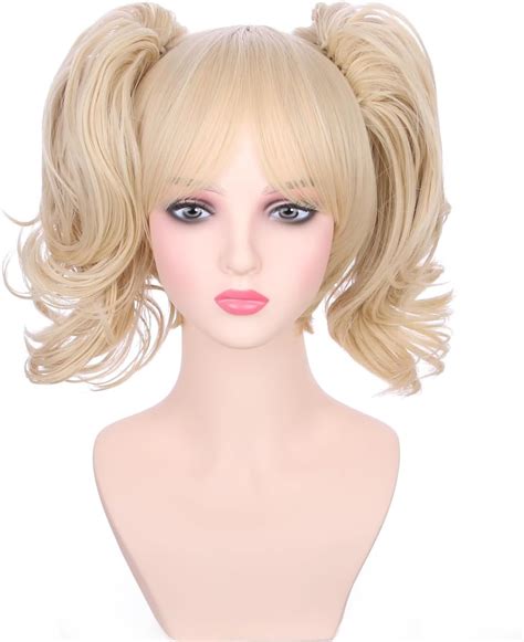 Amazon JoneTing Blonde Pigtail Wig Wig Cap 2 Clip Ponytails