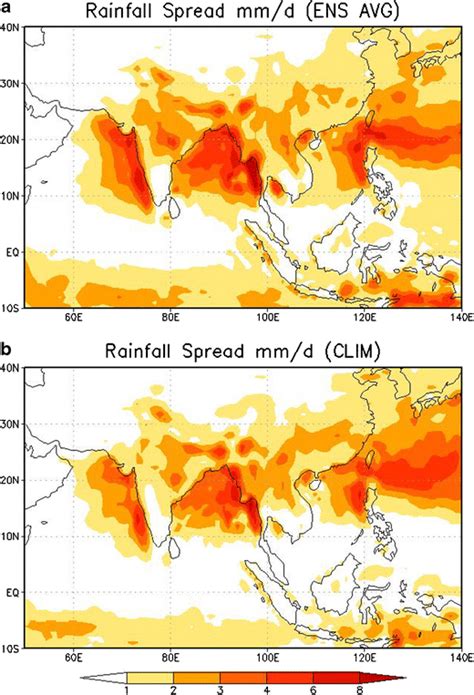 Spread Of Rainfall Mm Day From Model Simulations A Ctl Ensemble