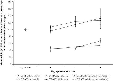 Changes in spleen weight following infection with Ascaris suum and ...