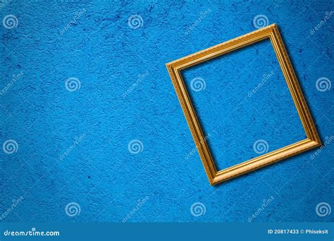 The Frame on the Blue Wall. Stock Image - Image of dark, empty: 20817433