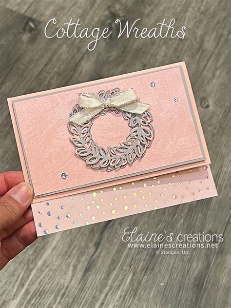 Blushing Bling Cottage Wreaths Card Sweet Stampin With Elaine S