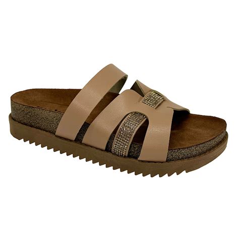 Tamanco Moleca Papete Slide Strass 5500 102 Nude Marina Bia Calçados