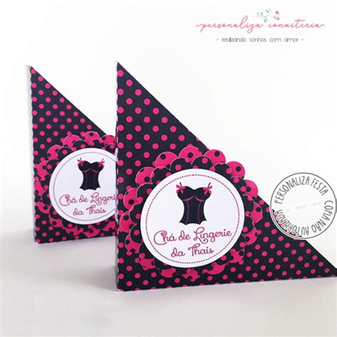 Porta Guardanapo Chá de Lingerie Poá Pink e Preto Elo7