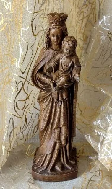 STATUE VIERGE MARIE Et Enfant Jesus En Platre Holy Virgin Mary Plaster