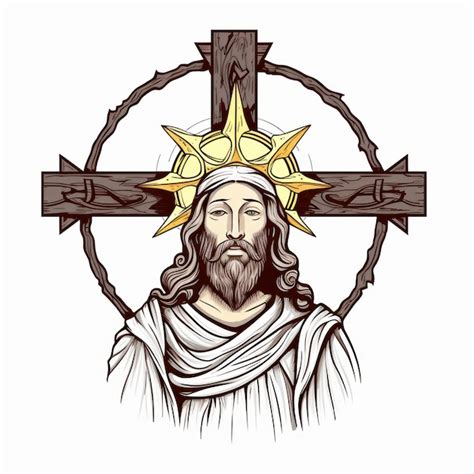 Premium Photo Jesus Christ With Crown Of Thorns And Cross Isolated