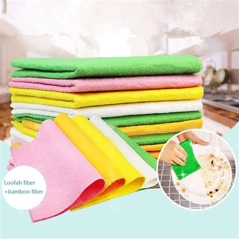 10PCS 1Lot Anti Grease Bamboo Fiber Dish Cloth Washing Towel Absorbent