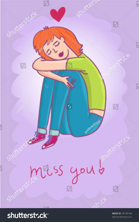 Miss You Cute Cartoon Vector Illustration 29149168 Shutterstock