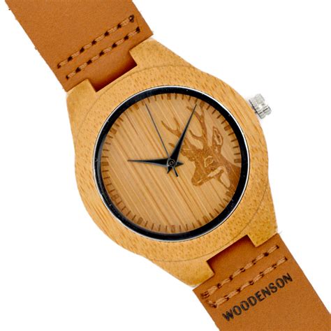 Reloj de madera con correa de cuero Geyik Woodenson México