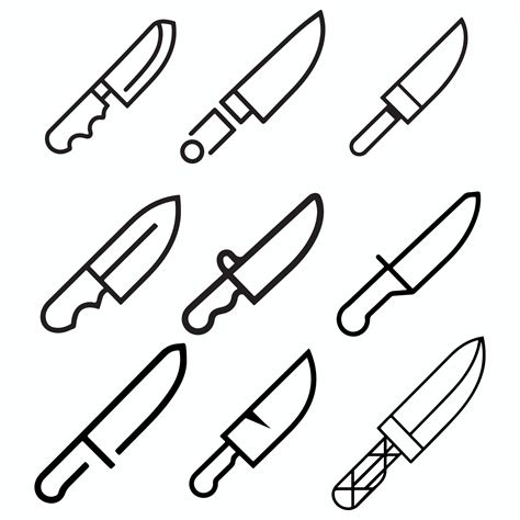 simple Knife outline drawing icon in glyph style. Pro Set 48013619 ...