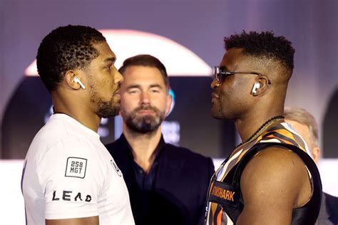 Video: Anthony Joshua vs. Francis Ngannou press conference staredown ...