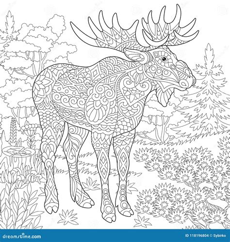 Christmas Moose Coloring Pages