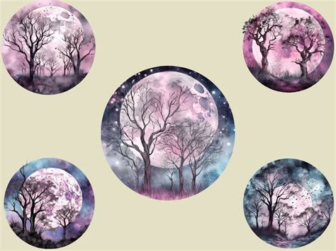 Watercolour Full Moon Clipart Moon Clipart Moon Png Etsy