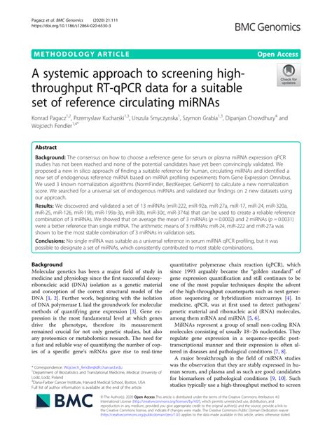 Pdf A Systemic Approach To Screening High Throughput Rt Qpcr Data For