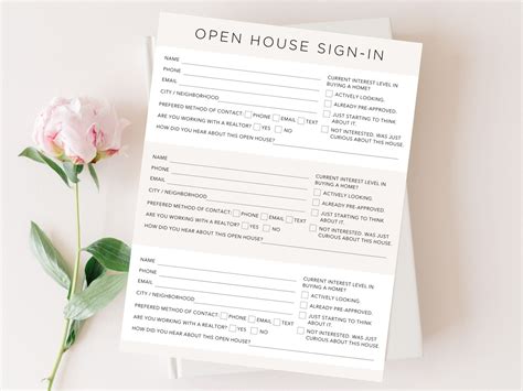 Open House Sign-in Sheet – Pinkpops Design