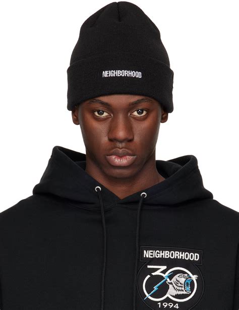 Bonnet Noir Logo Brod Neighborhood En Solde