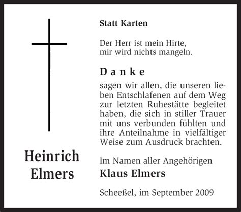 Traueranzeigen Von Heinrich Elmers Trauer Kreiszeitung De