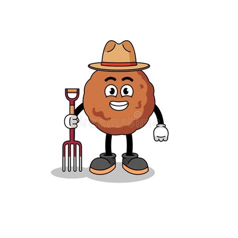 Cartoon Mascot Of Meatball Farmer Stock Vector Illustration Of Mascot