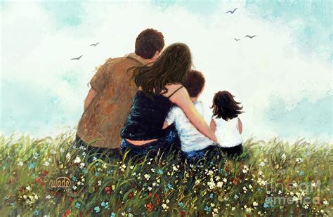 Mother Father Son Daughter Hugs Painting By Vickie Wade