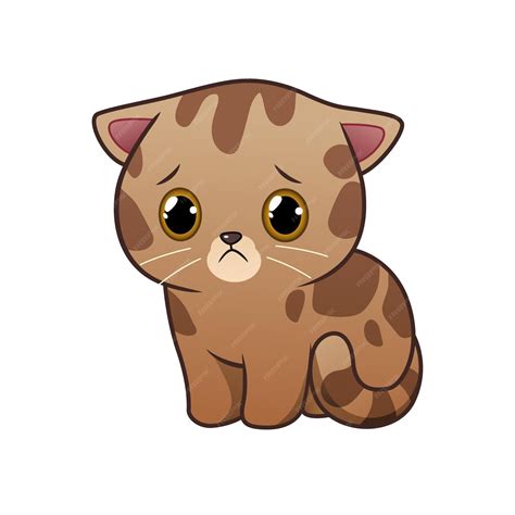 Premium Vector Sad Kawaii Bengal Cat Cartoon Animal Illustration