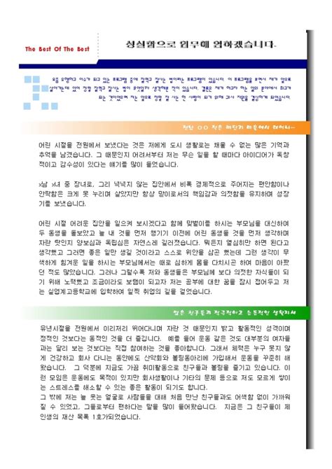 일반사무 자기소개서경리 회계 총무경력 비즈폼 샘플양식 다운로드