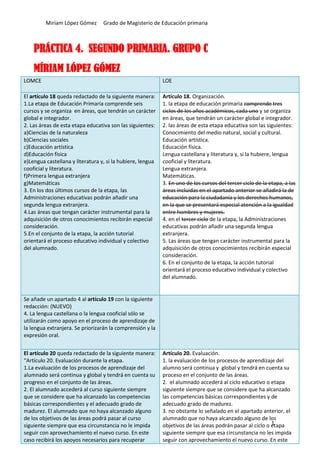 Práctica 4 comparación loe lomce PDF