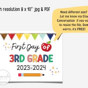 First Day of 3rd Grade Sign 2023-2024third Grade Photo Prop - Etsy