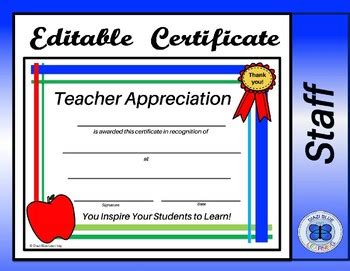 Teacher Certificate Of Appreciation Template