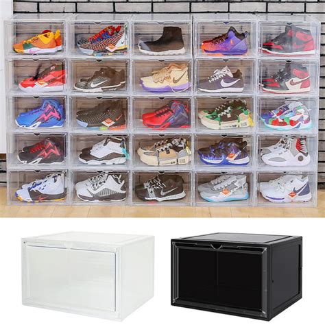 Plastic Shoe Box 4812x Stackable Black Clear Shoe Storage Box