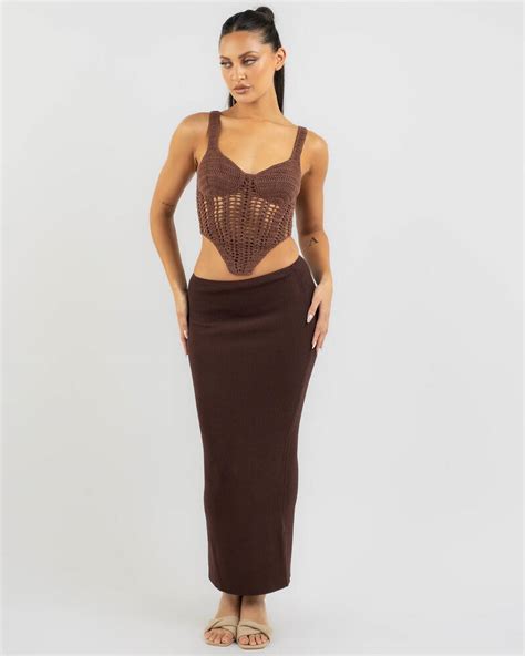 Shop Ava And Ever Celine Crochet Corset Top In Espresso Fast Shipping And Easy Returns City