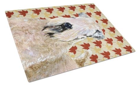 Wheaten Terrier Soft Coated Fall Leaves Portrait Glass Cutting Board