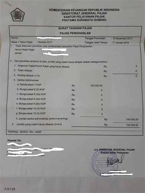 Detail Contoh Surat Tagihan Pajak Koleksi Nomer