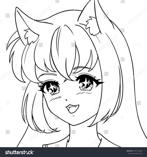 Happy Anime Neko Girl Cute Cat Stock Vector (Royalty Free) 1901781685 ...