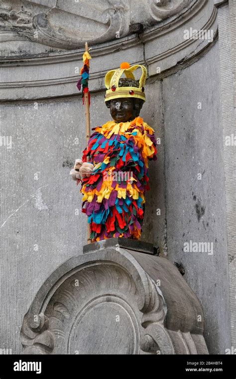 Europe Belgium Brussels Manneken Pis Figure Colourful Dressed