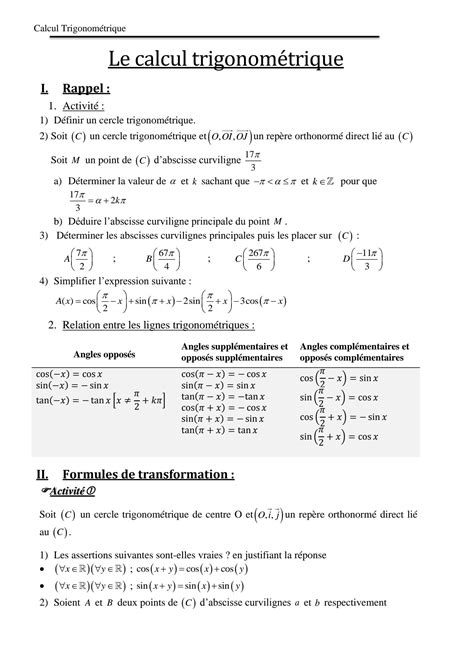 Solution Calcul Trigonom Trique Studypool