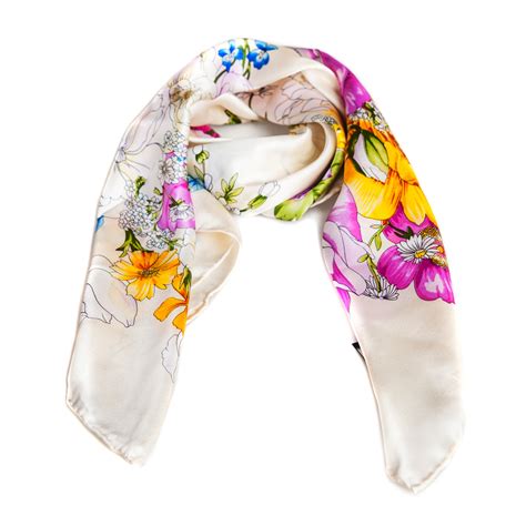 Floral Silk Scarf Hand Rolled Necktiesfanou