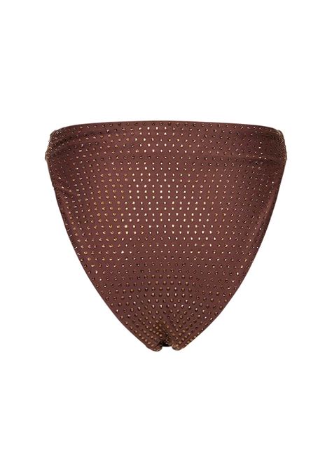 Kristal Taşlı Kahverengi Tasarım Bikini Takım Deep Atelier